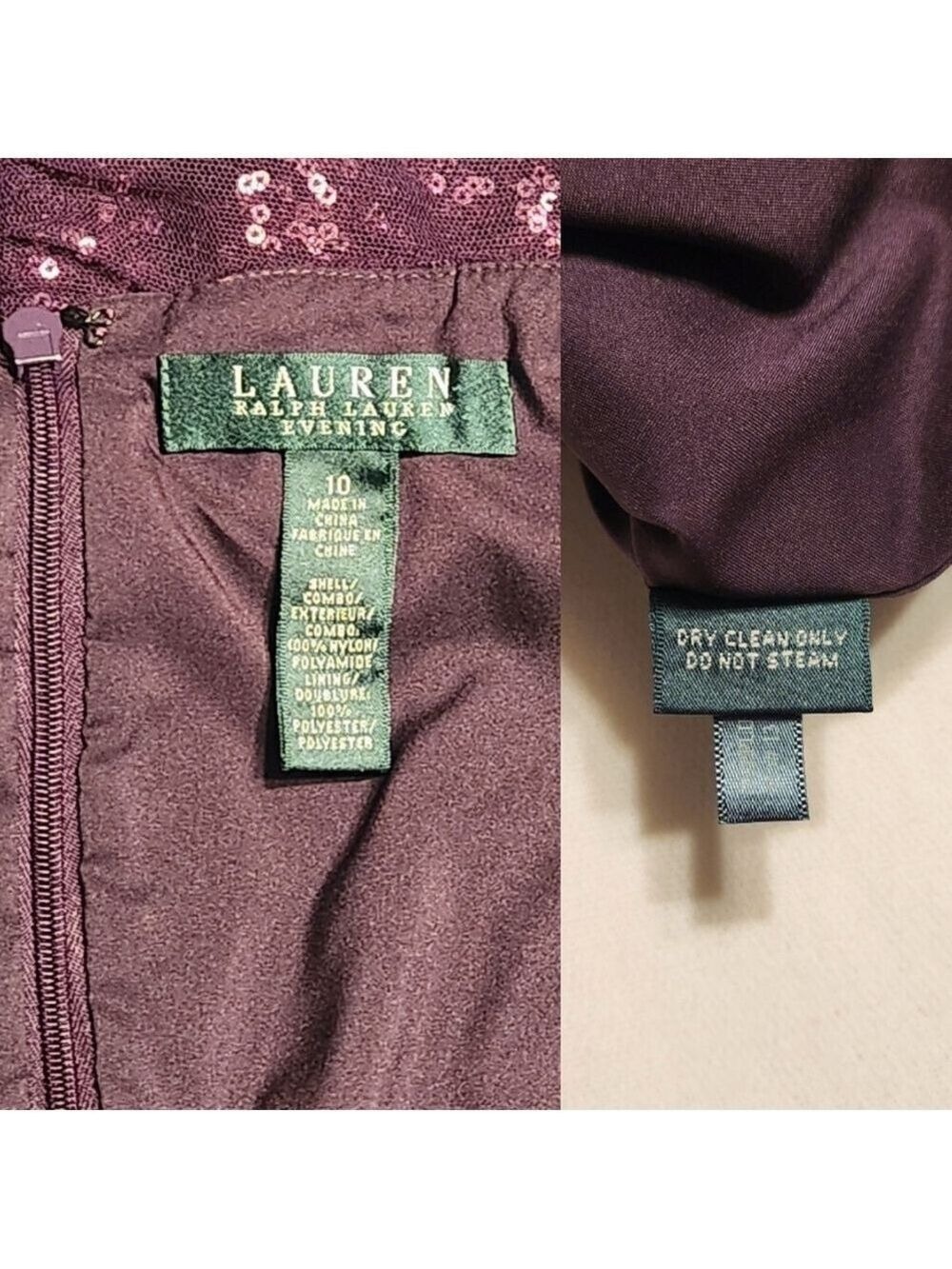 Lauren Ralph Lauren Dress Off Shoulder Plum Size 10 - Picture 10 of 12
